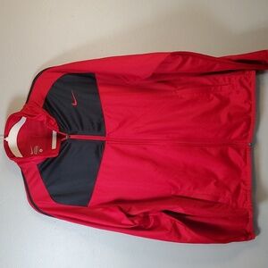 Nike men's zippered track jacket. Black and red, size large. Great condition!